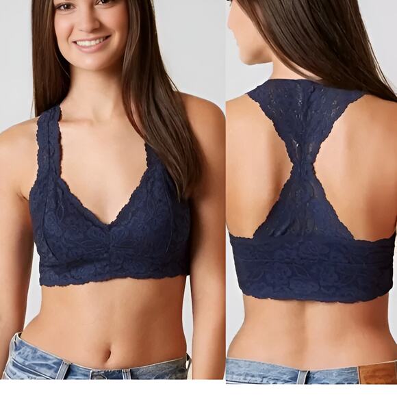 Free People Intimately Coquette Galloon Racerback Lace Bralette Crop Top Size S - Picture 1 of 4